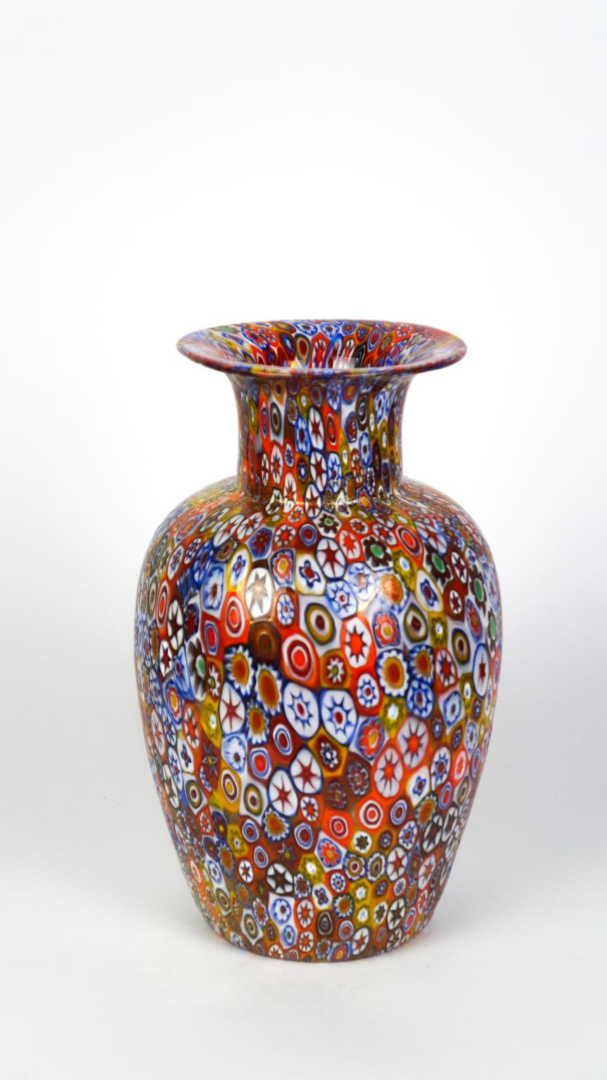 Livio Campanella Mid-Century Modern Murrina Millefiori Murano Glass Vase, 1988s For Sale 7