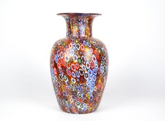 Livio Campanella Mid-Century Modern Murrina Millefiori Murano Glass Vase, 1988s