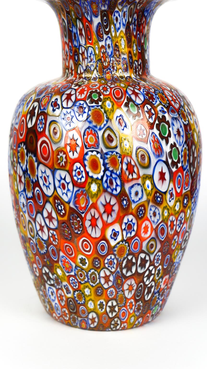 Livio Campanella Mid-Century Modern Murrina Millefiori Murano Glas Vase, 1988s (Handgefertigt) im Angebot