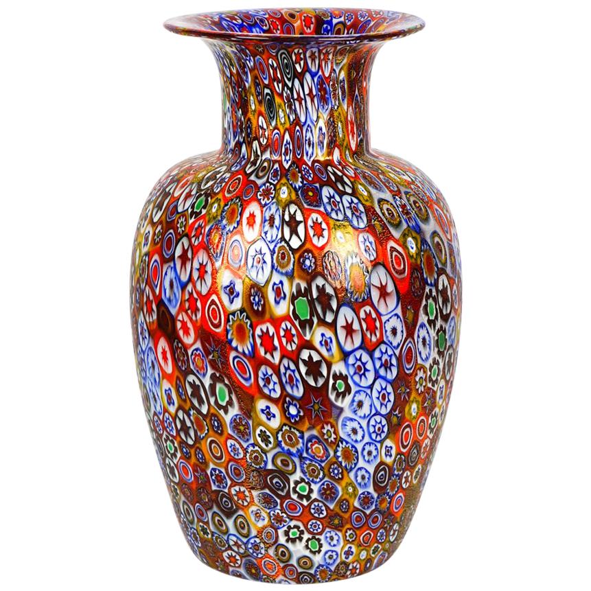 Vaso in vetro di Murrina Millefiori di Livio Campanella, metà del secolo scorso, anni '88 in vendita