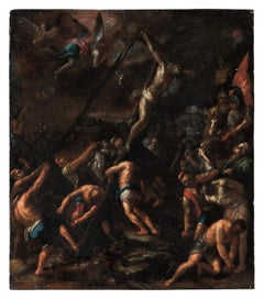 17th century Italian figure painting - Cross Christ - Oil on panel Mehus Italy
