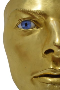 Livio Scarpella "Maschera di David Bowie" Bronze and Gold Leaf Sculpture