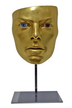 Livio Scarpella "Maschera di David Bowie" Bronze and Gold Leaf Sculpture
