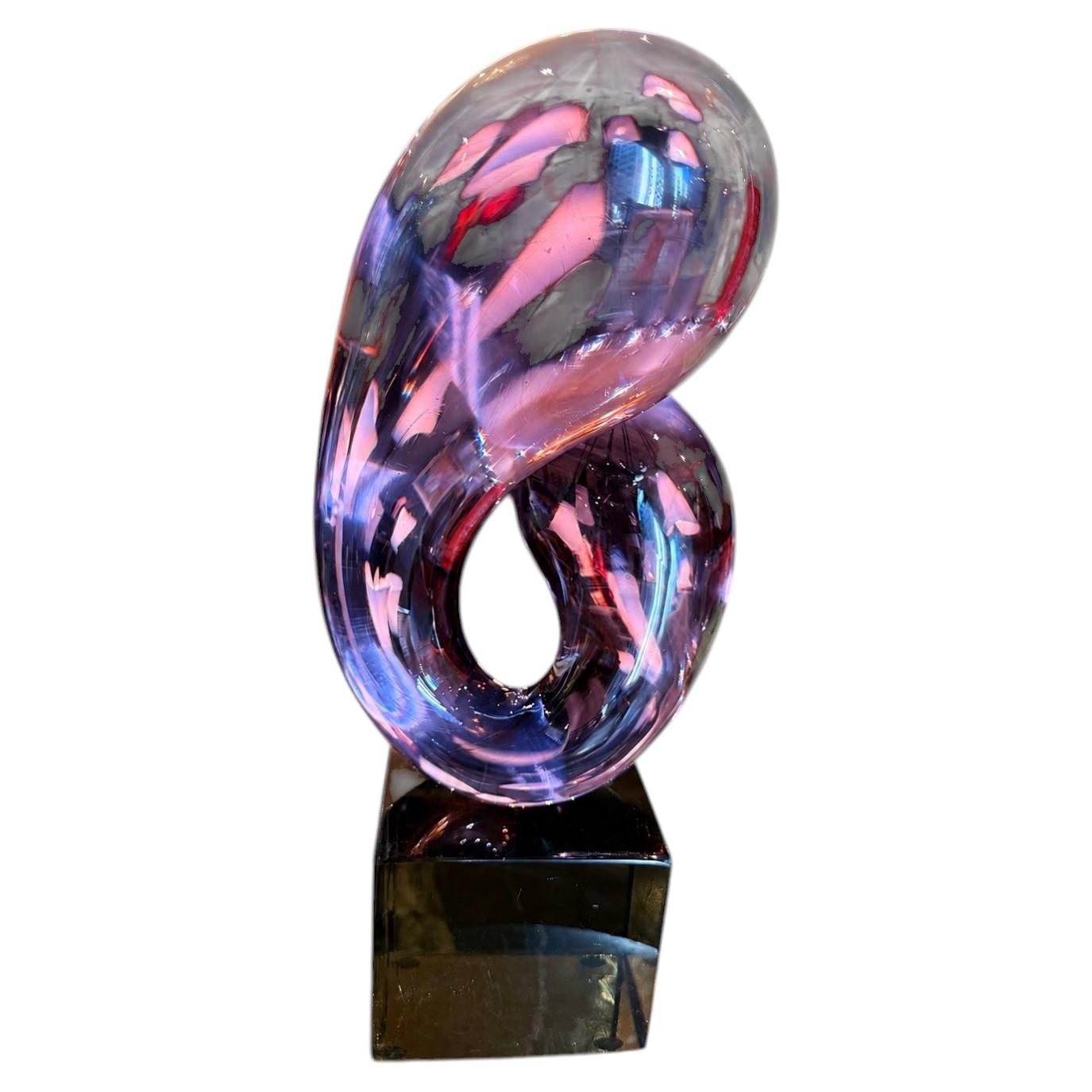 Livio Seguso Abstract Murano Glass Sculpture, Signed, Italy, 1980s