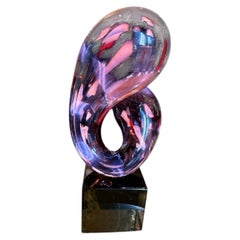 Livio Seguso Abstract Murano Glass Sculpture, Signed, Italy, 1980s