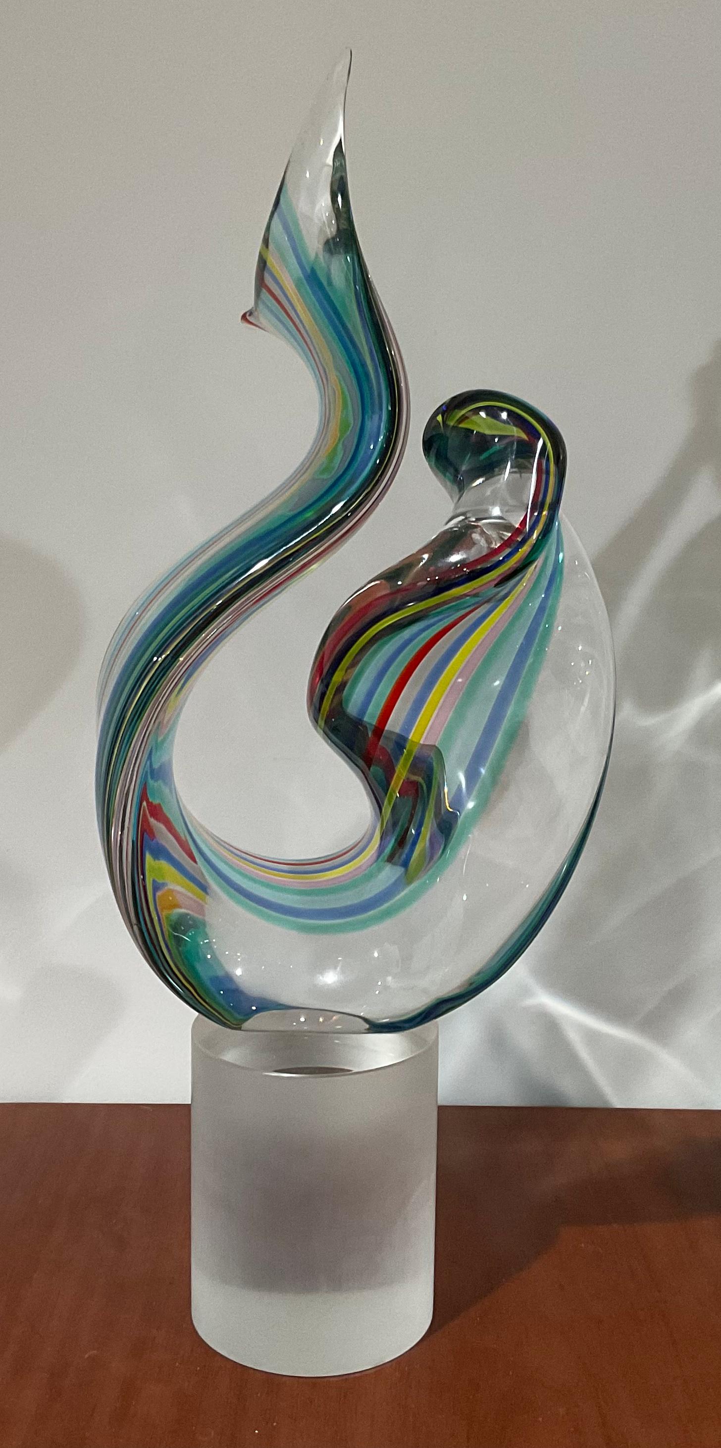 Livio Seguso Bisazza Rainbow Murano Art Glass Large and Heavy Abstract Sculpture In Good Condition For Sale In Ann Arbor, MI