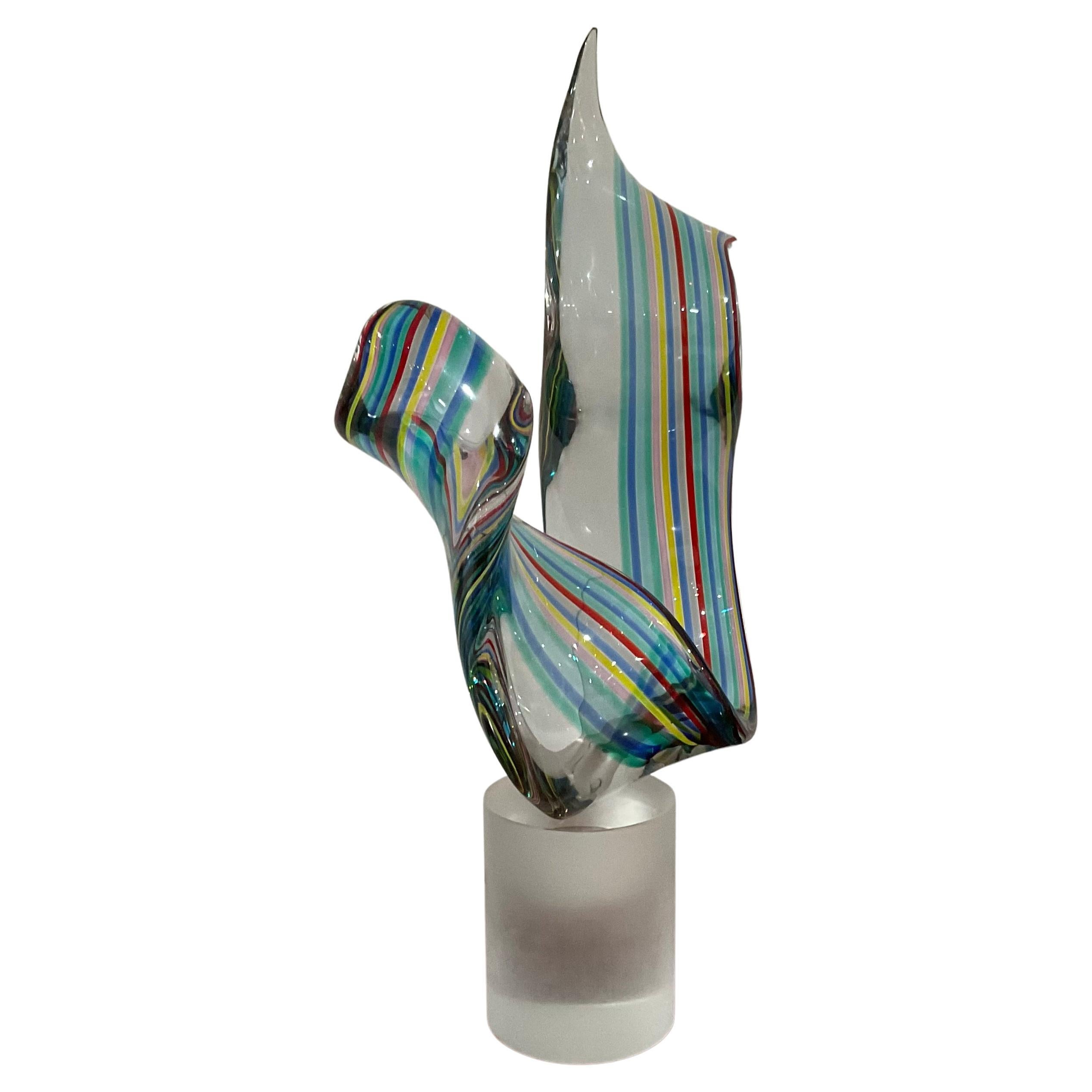Livio Seguso Bisazza Rainbow Murano Art Glass Large and Heavy Abstract Sculpture For Sale