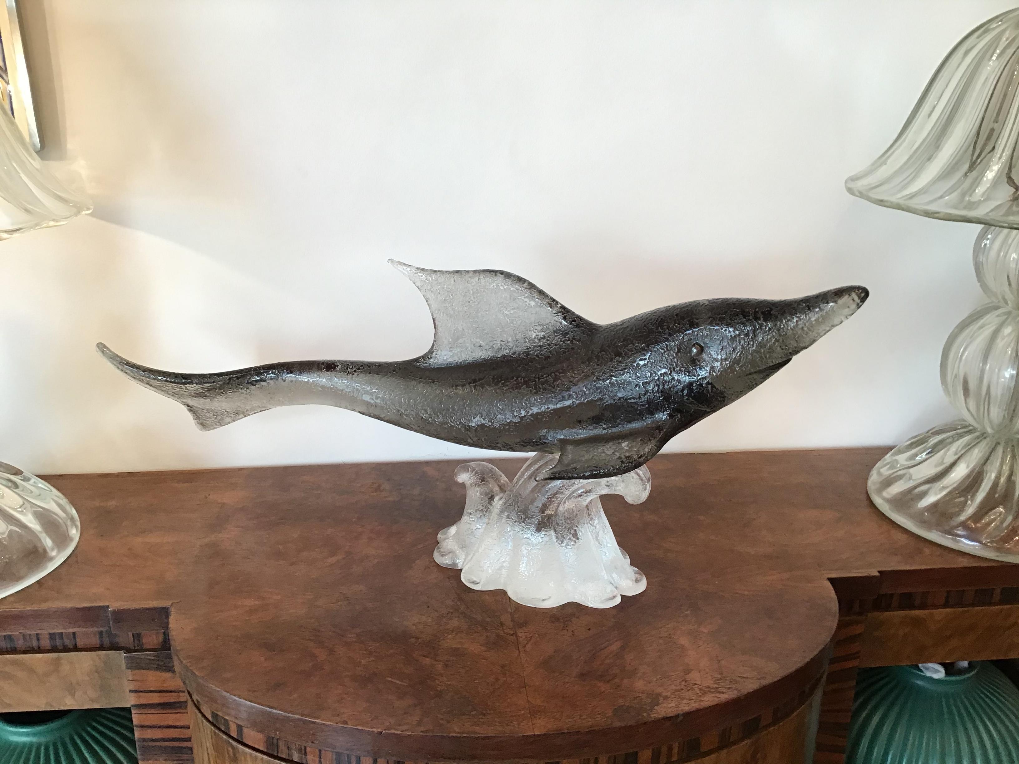 Mid-20th Century Livio Seguso “Dolphin” Murano Glass, 1955, Italy For Sale