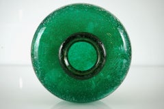 Livio Seguso for Bisazza: Emerald Pulegoso Vase with Gold rim, 1993