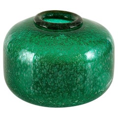 Livio Seguso for Bisazza: Emerald Pulegoso Vase with Gold rim, 1993