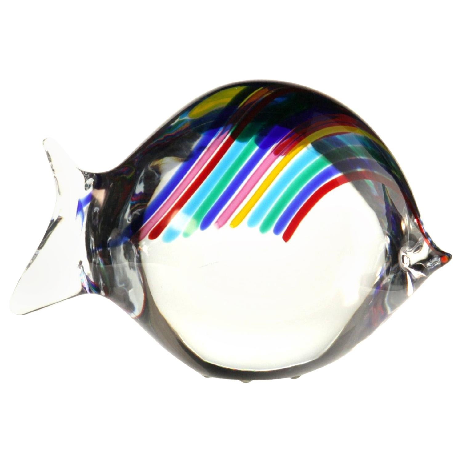 Livio Seguso para Bisazza, Pez Massiccio con bastones arco iris 1993 Firmado