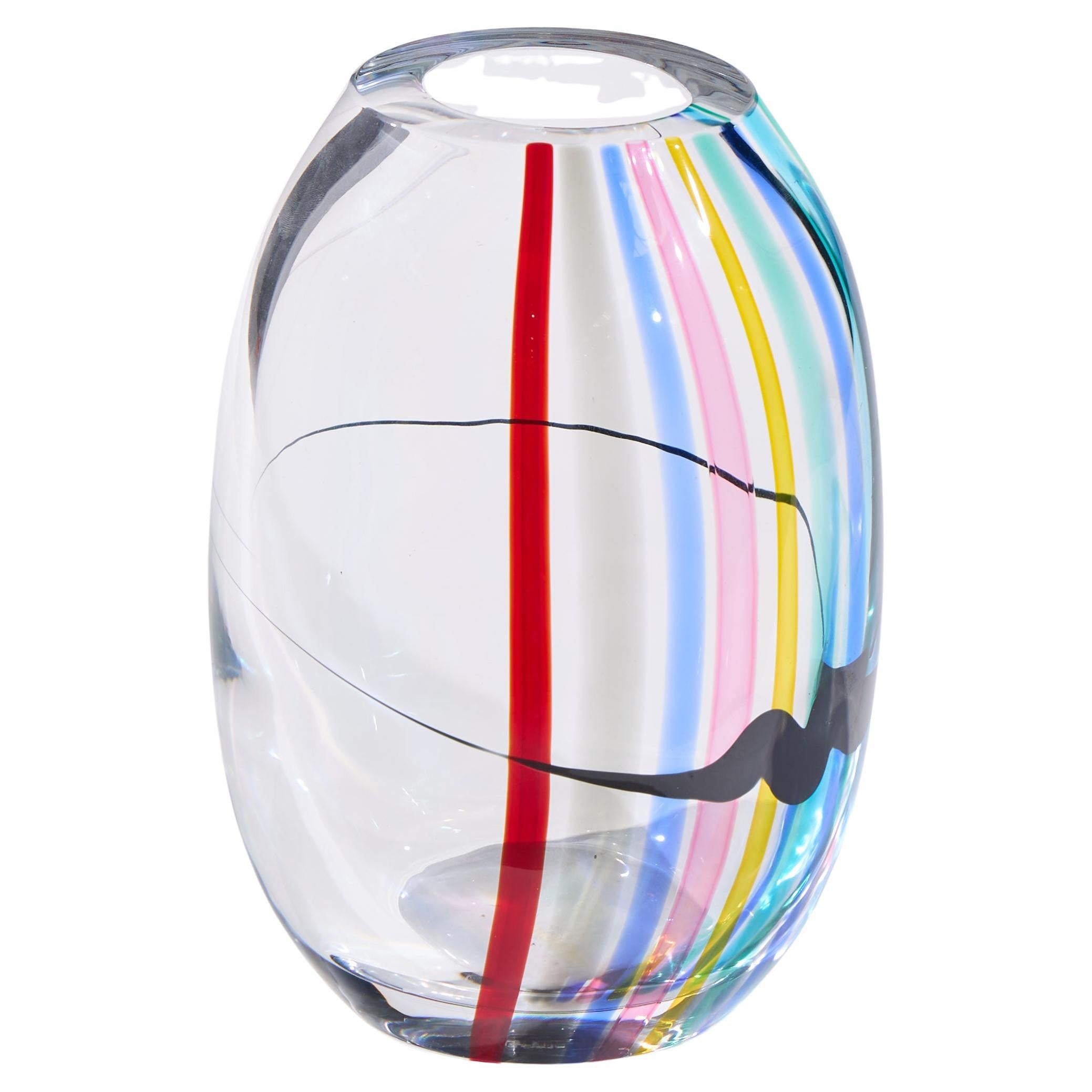Livio Seguso for Seguso AV Oggetti Italian Murano Glass Rainbow Vase