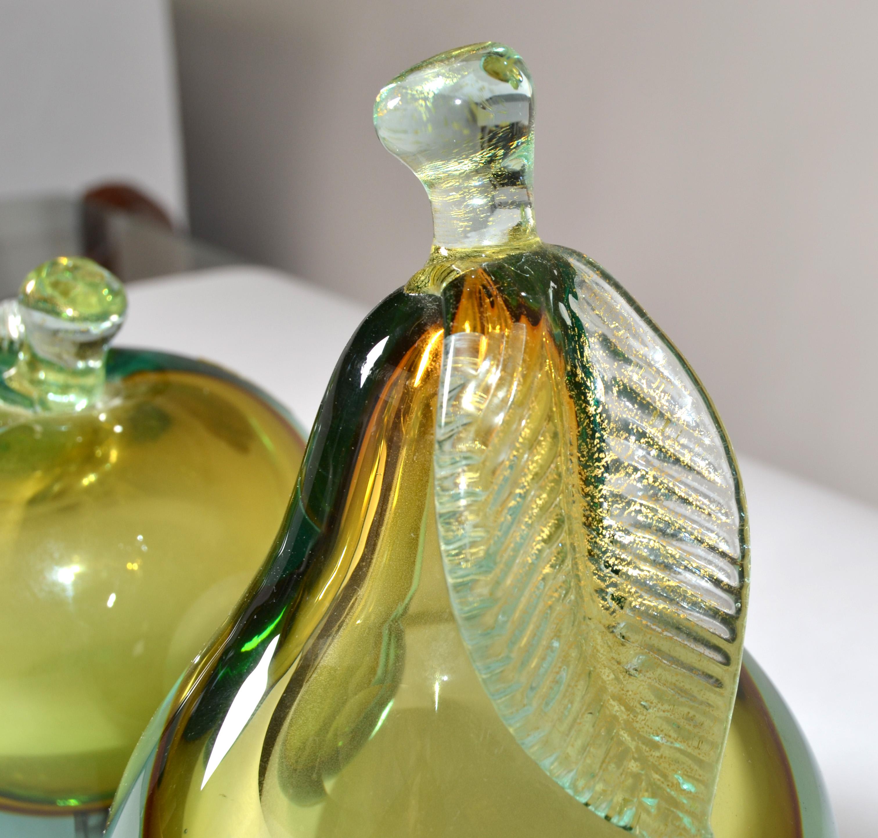 Livio Seguso Genuine Venetian Murano Italy Art Glass Apple and Pear Bookends 60s In Good Condition For Sale In Miami, FL