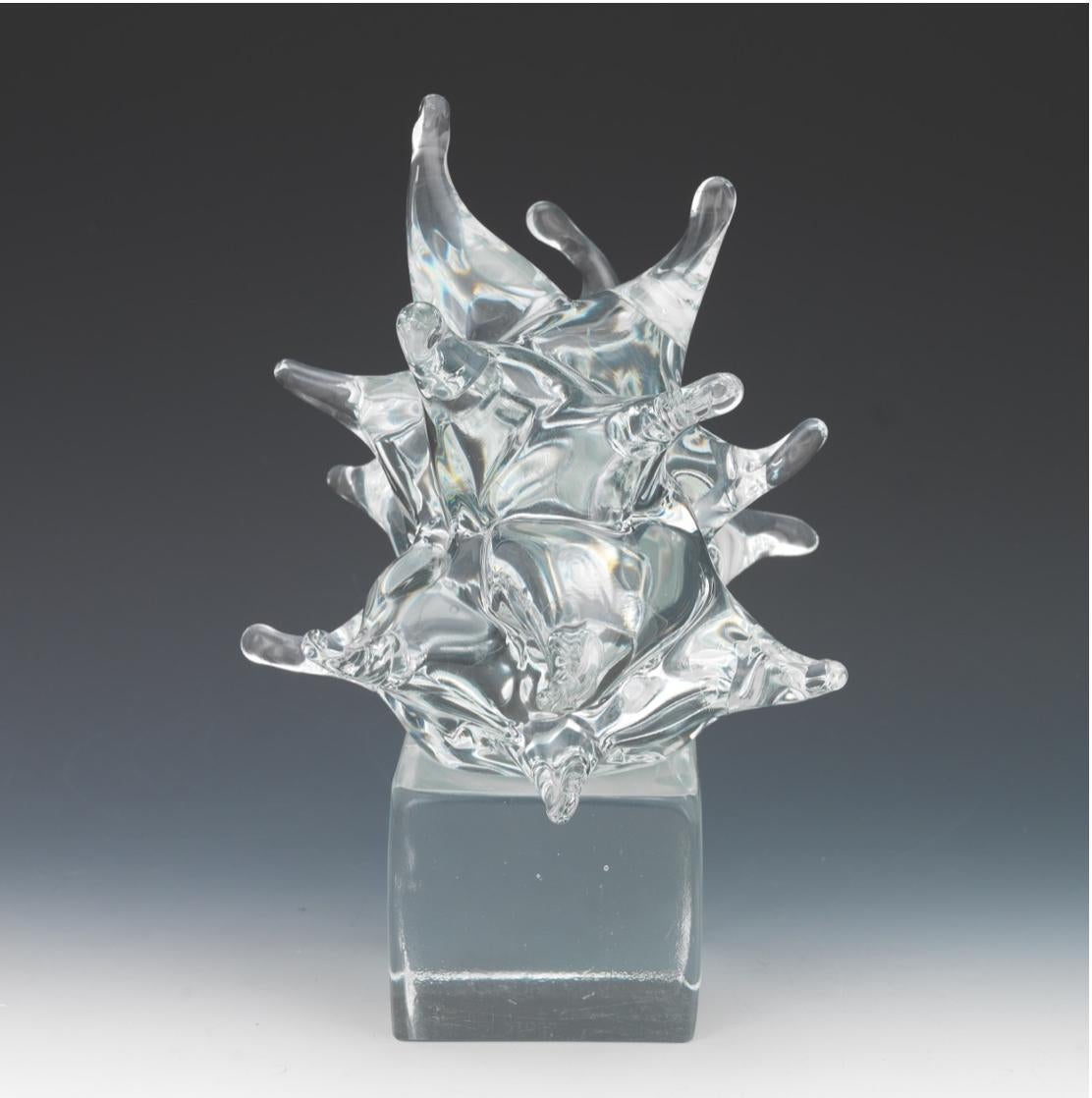 Mid-Century Modern Livio Seguso (Italian b. 1930) Large Clear Abstract Glass Sculpture For Sale
