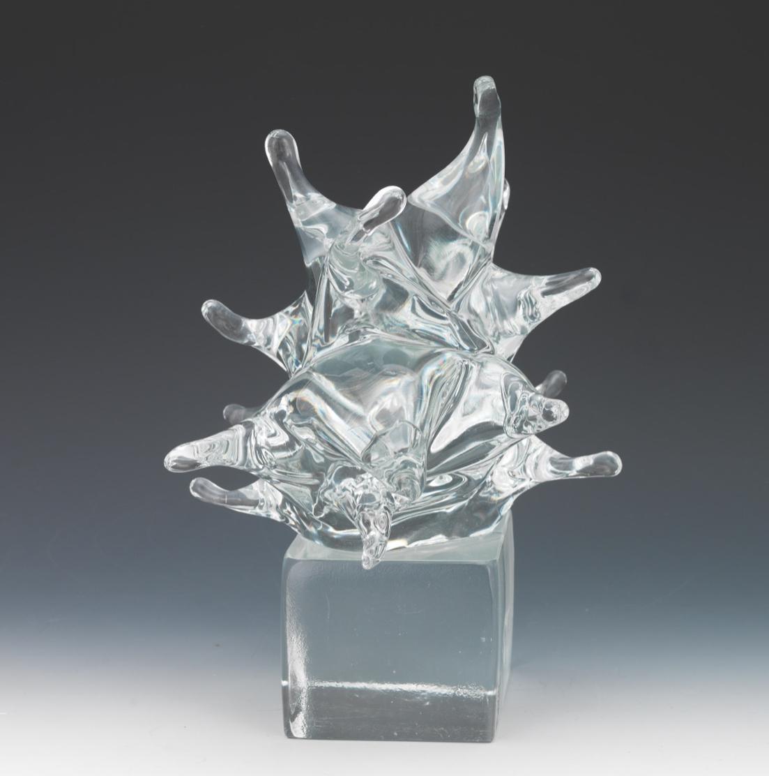 Late 20th Century Livio Seguso (Italian b. 1930) Large Clear Abstract Glass Sculpture For Sale