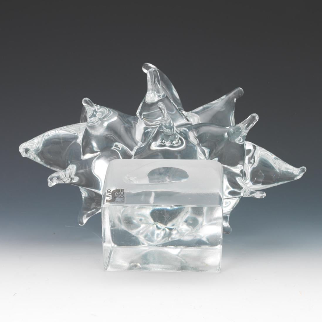 Livio Seguso (Italian b. 1930) Large Clear Abstract Glass Sculpture For Sale 2