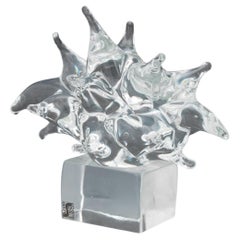 Livio Seguso (italiano, 1930) Escultura abstracta grande de cristal transparente