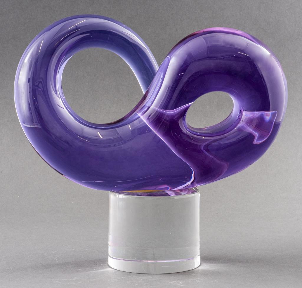 Livio Seguso (Italian, b. 1930) Italian Murano art glass abstract sculpture, 1973, signed and dated on the base.