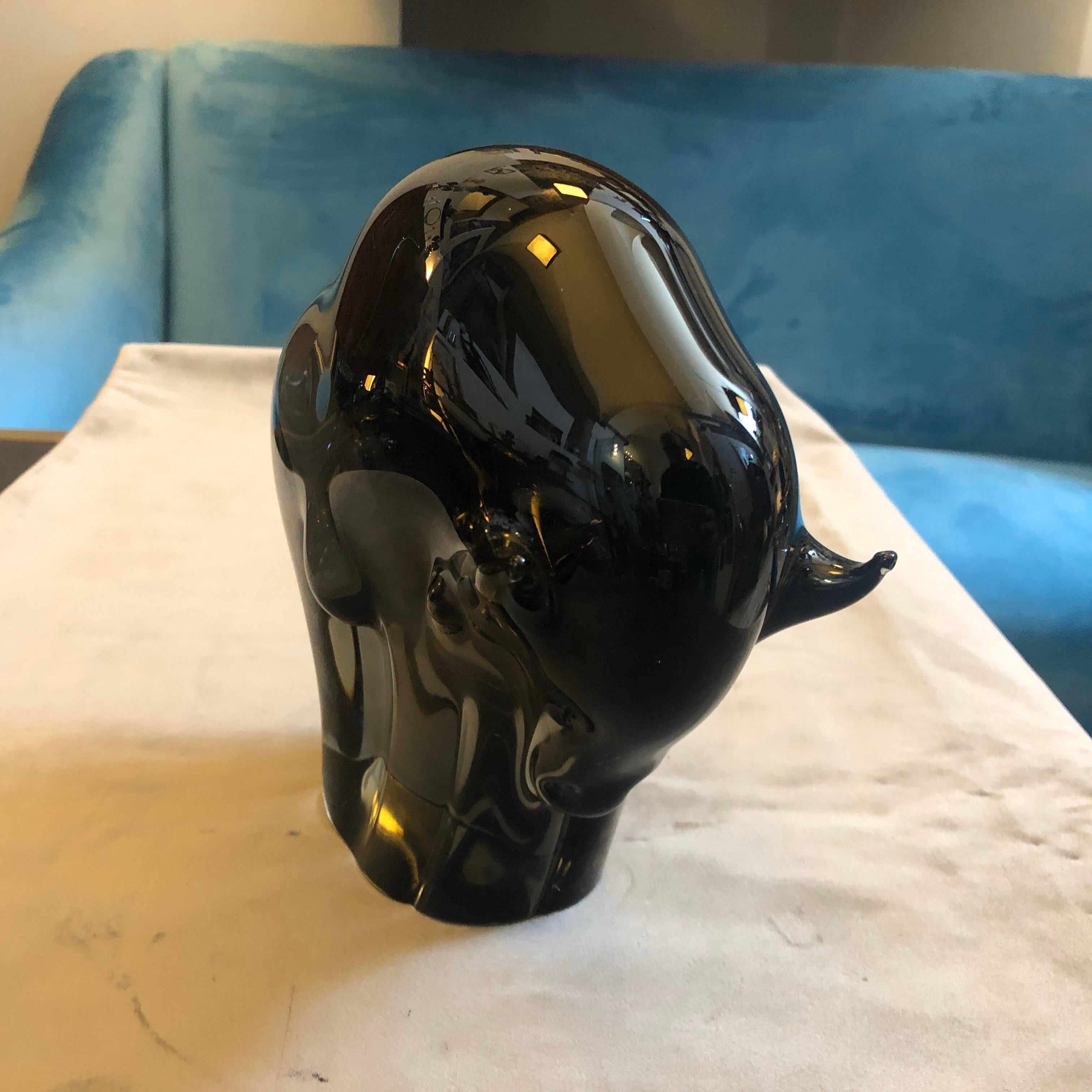 Italian Livio Seguso Mid-Century Modern Brown Murano Glass Bull, circa 1970