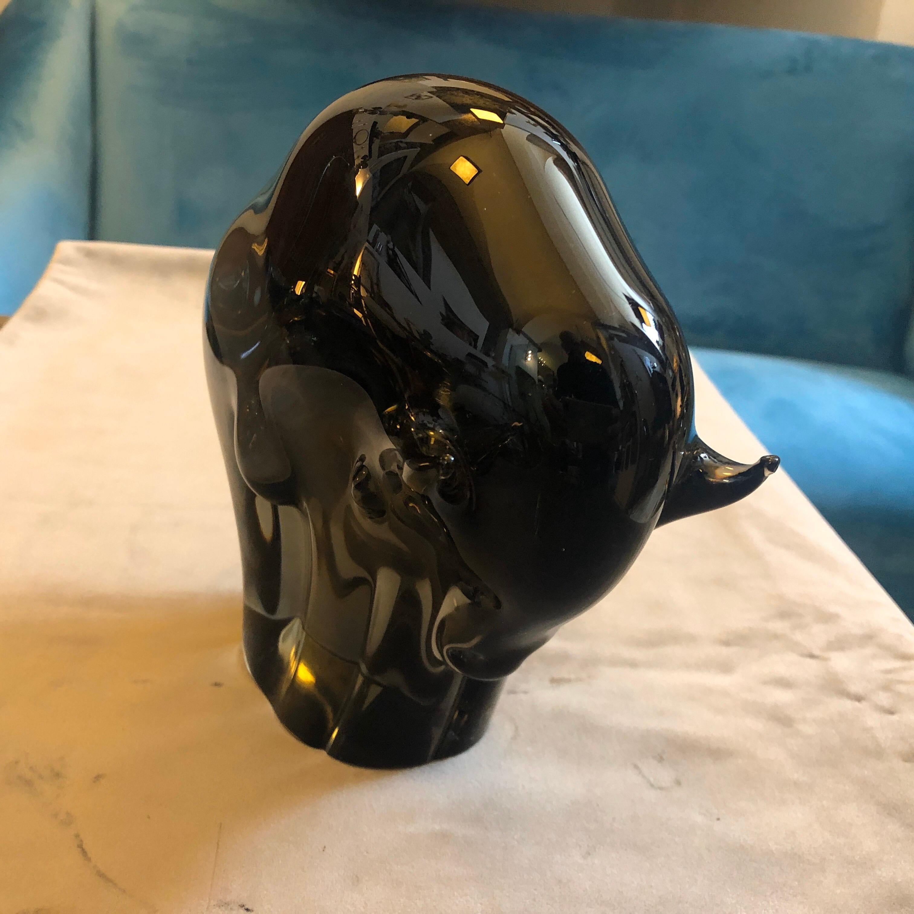20th Century Livio Seguso Mid-Century Modern Brown Murano Glass Bull, circa 1970