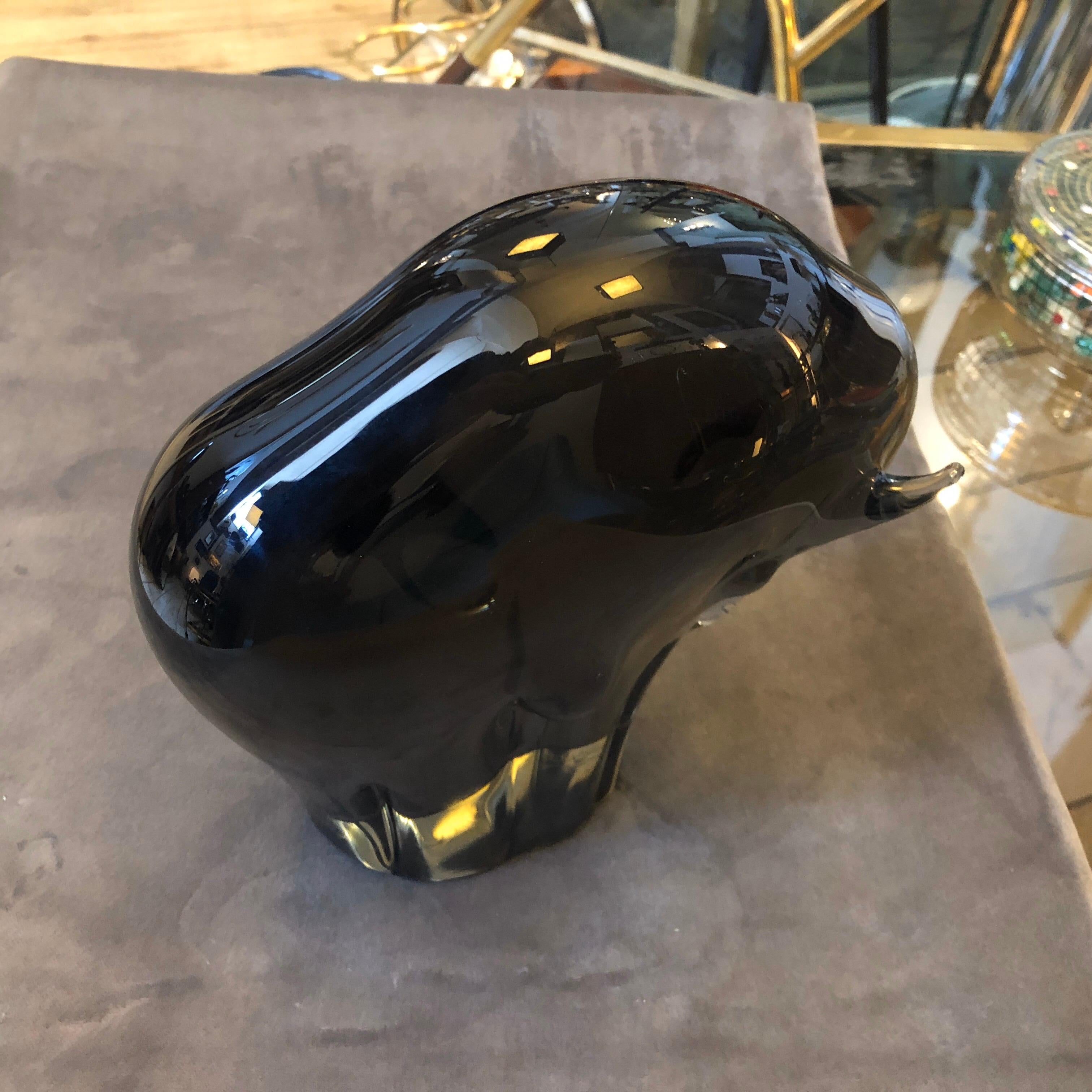 Livio Seguso Mid-Century Modern Brown Murano Glass Bull, circa 1970 4