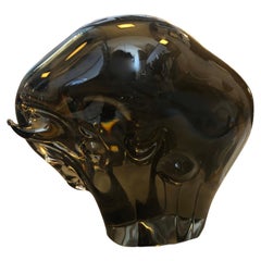 Livio Seguso Mid-Century Modern Brown Murano Glass Bull, circa 1970