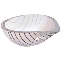 Livio Seguso Murano Gray, white, Black Textured Glass Bowl Vintage