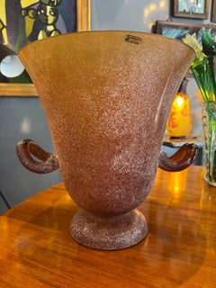 Livio Seguso Murano “Scavo” Orange Glass Vase, Italy, Late 20th Century