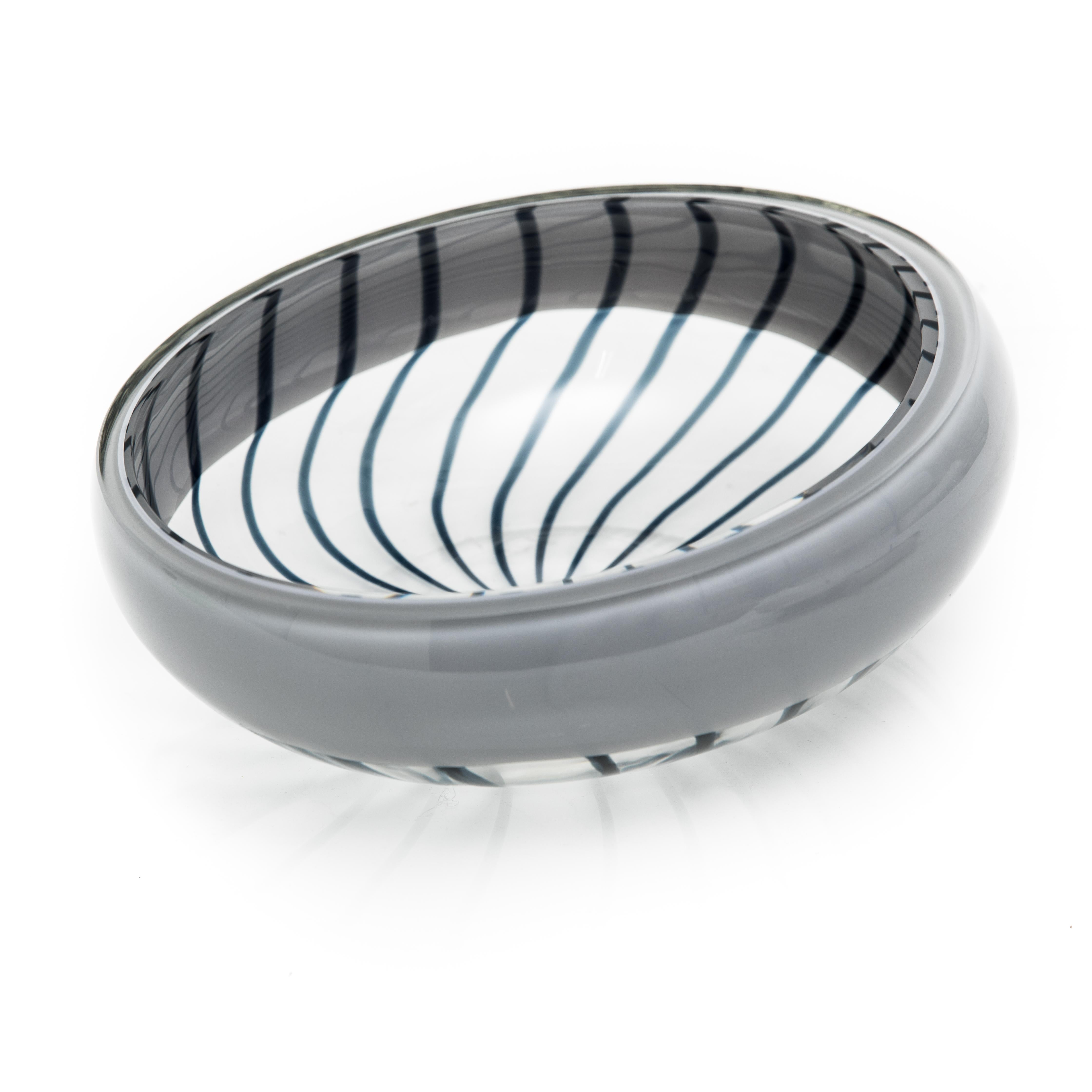 Mid-Century Modern Livio Seguso Murano Signed Striped Art Glass Bowl