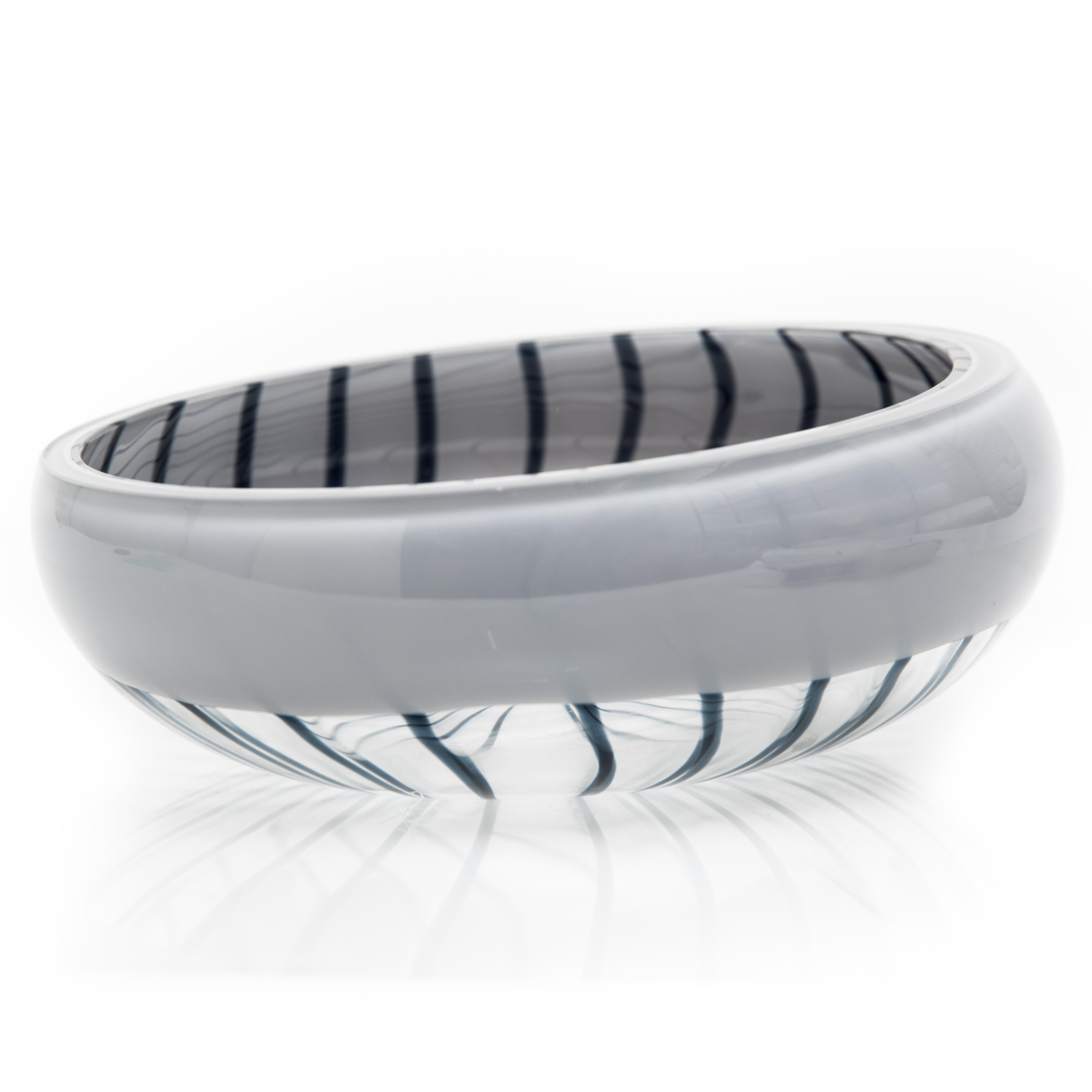 20th Century Livio Seguso Murano Signed Striped Art Glass Bowl