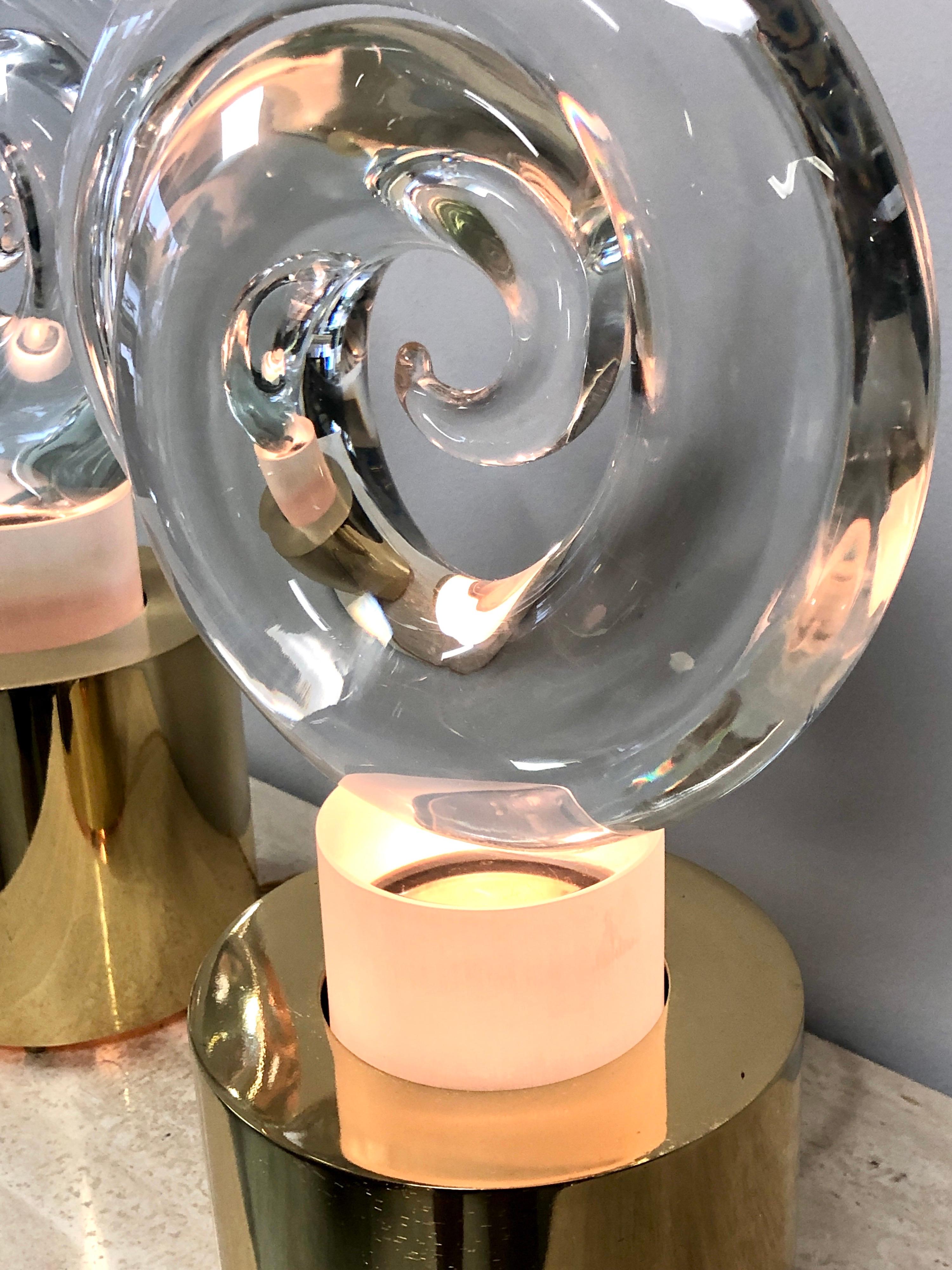 Livio Seguso Pair of Art Glass Murano Table Lamps Sculpture, 1978 1