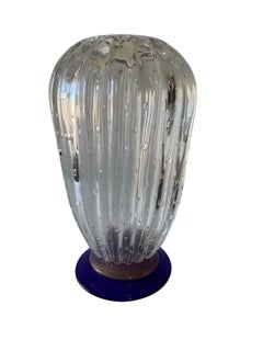 Seguso Murano Italian Art Glass Cobalt Gold Aventurine Footed Vase Sculpture