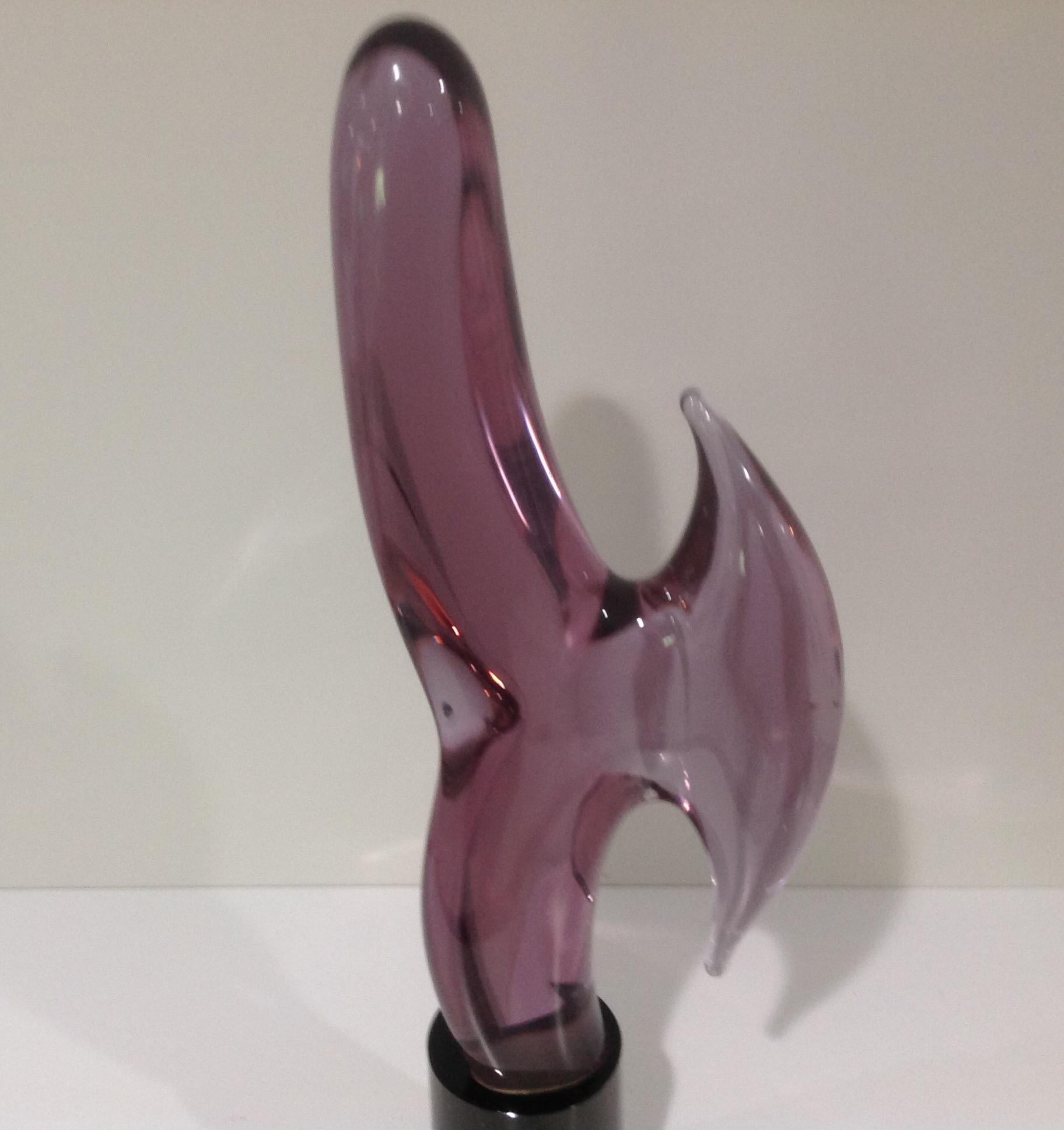 Modern abstract Murano glass sculpture by master glass blower Livio Seguso. Signed as shown.