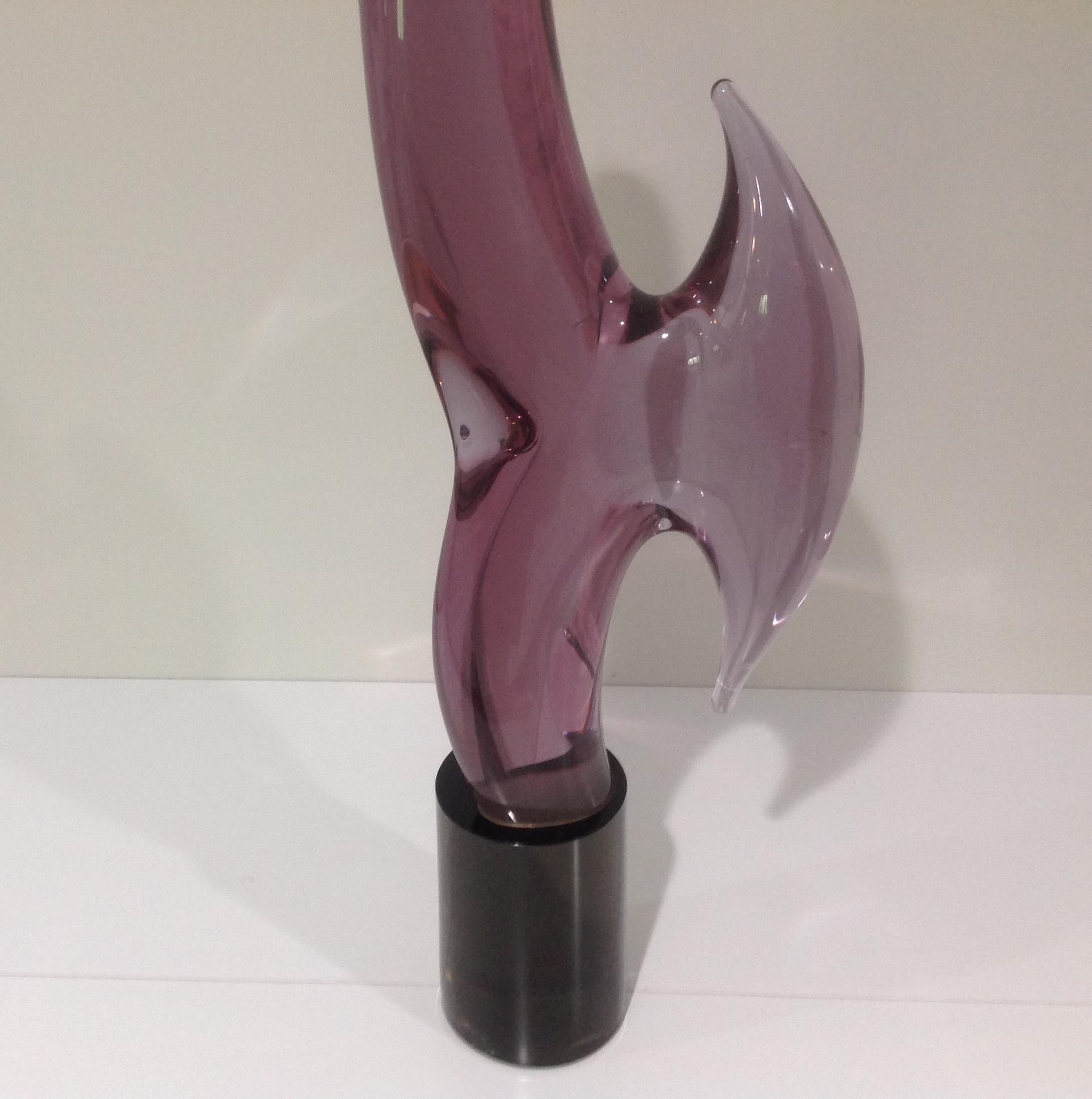 Mid-Century Modern Livio Seguso Signed Modern Abstract Murano Glass Sculpture For Sale