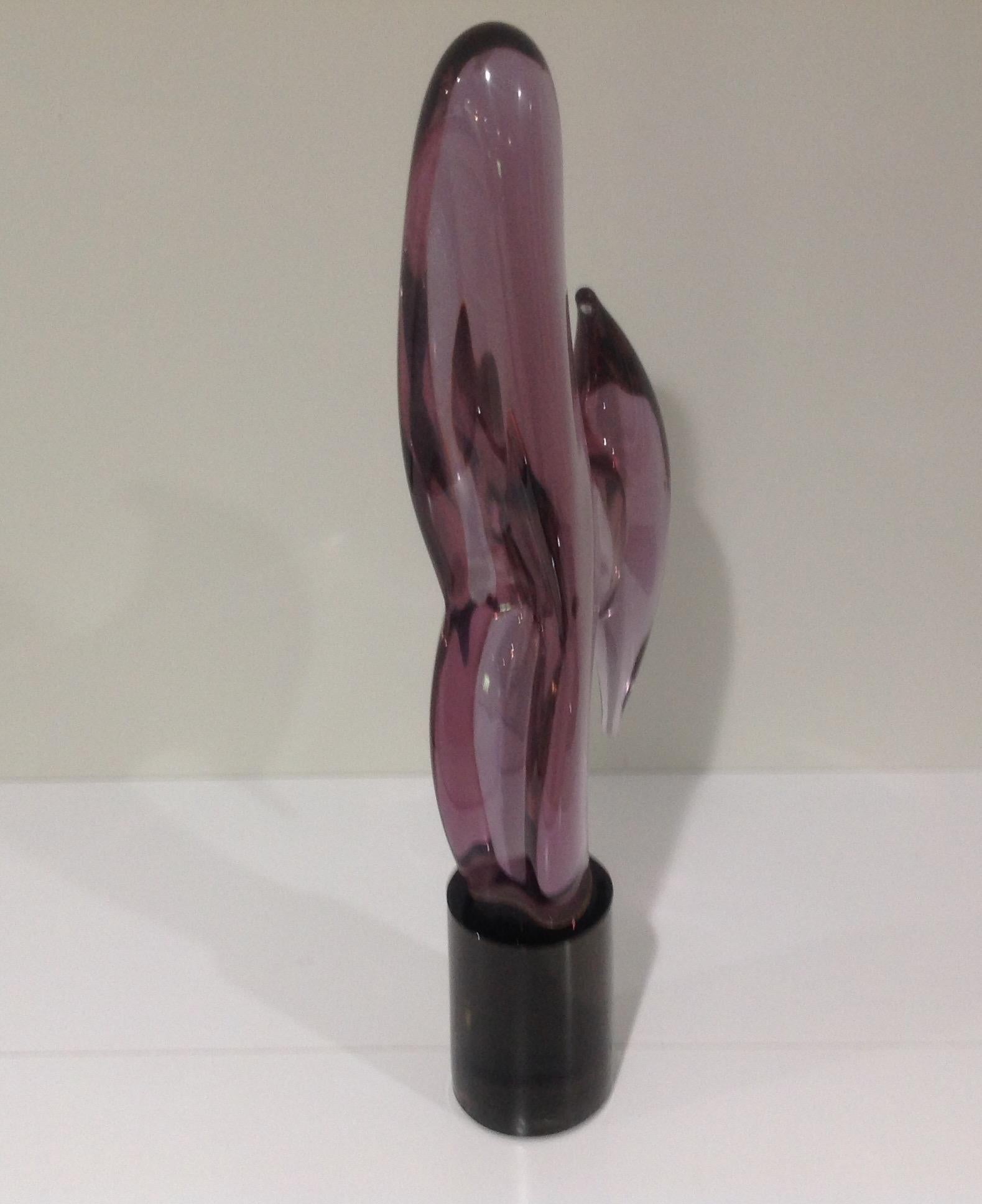 Italian Livio Seguso Signed Modern Abstract Murano Glass Sculpture For Sale