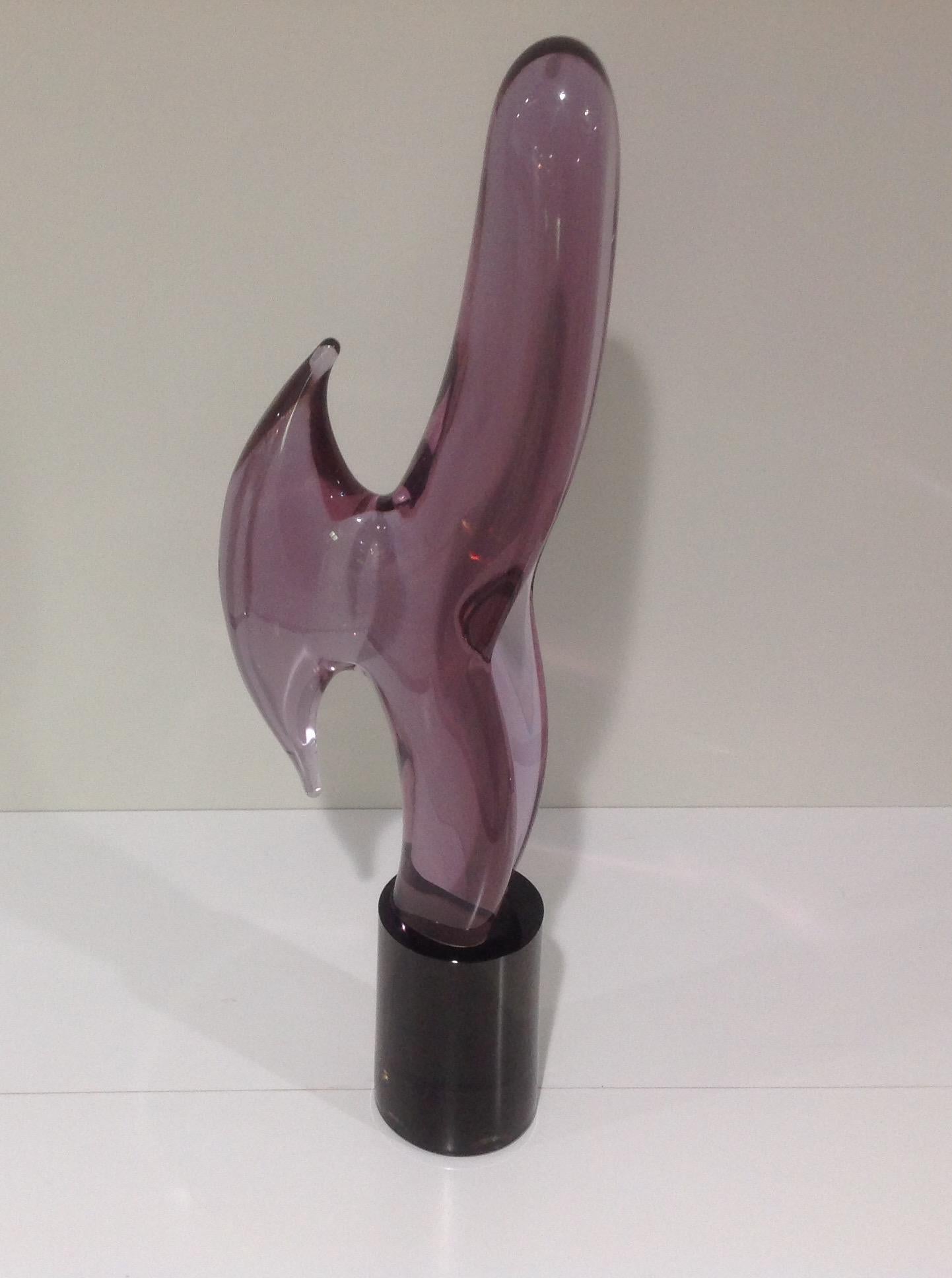 Livio Seguso Signed Modern Abstract Murano Glass Sculpture In Good Condition For Sale In Keego Harbor, MI