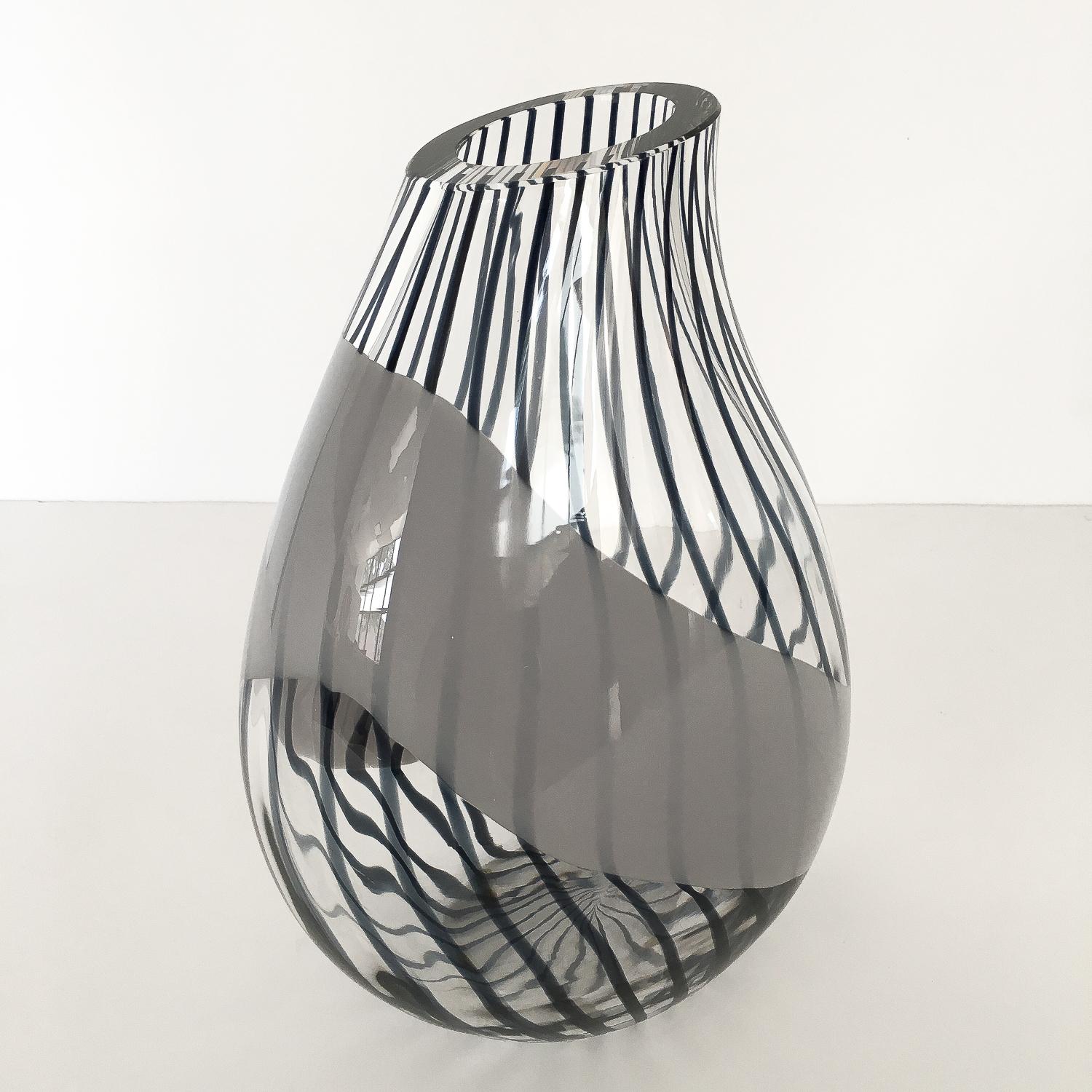 Vase en verre d'art de Murano rayé Livio Seguso Excellent état à Chicago, IL