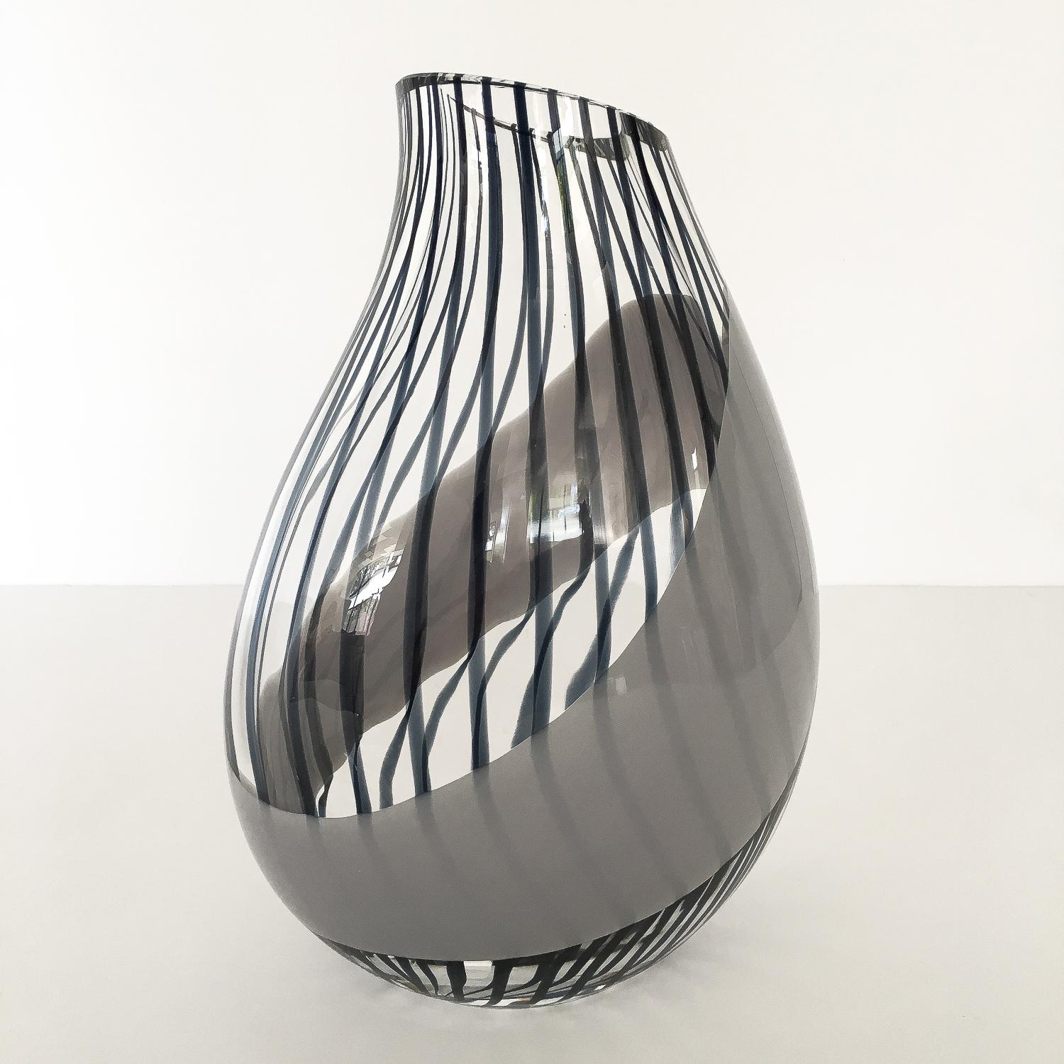 Verre de Murano Vase en verre d'art de Murano rayé Livio Seguso