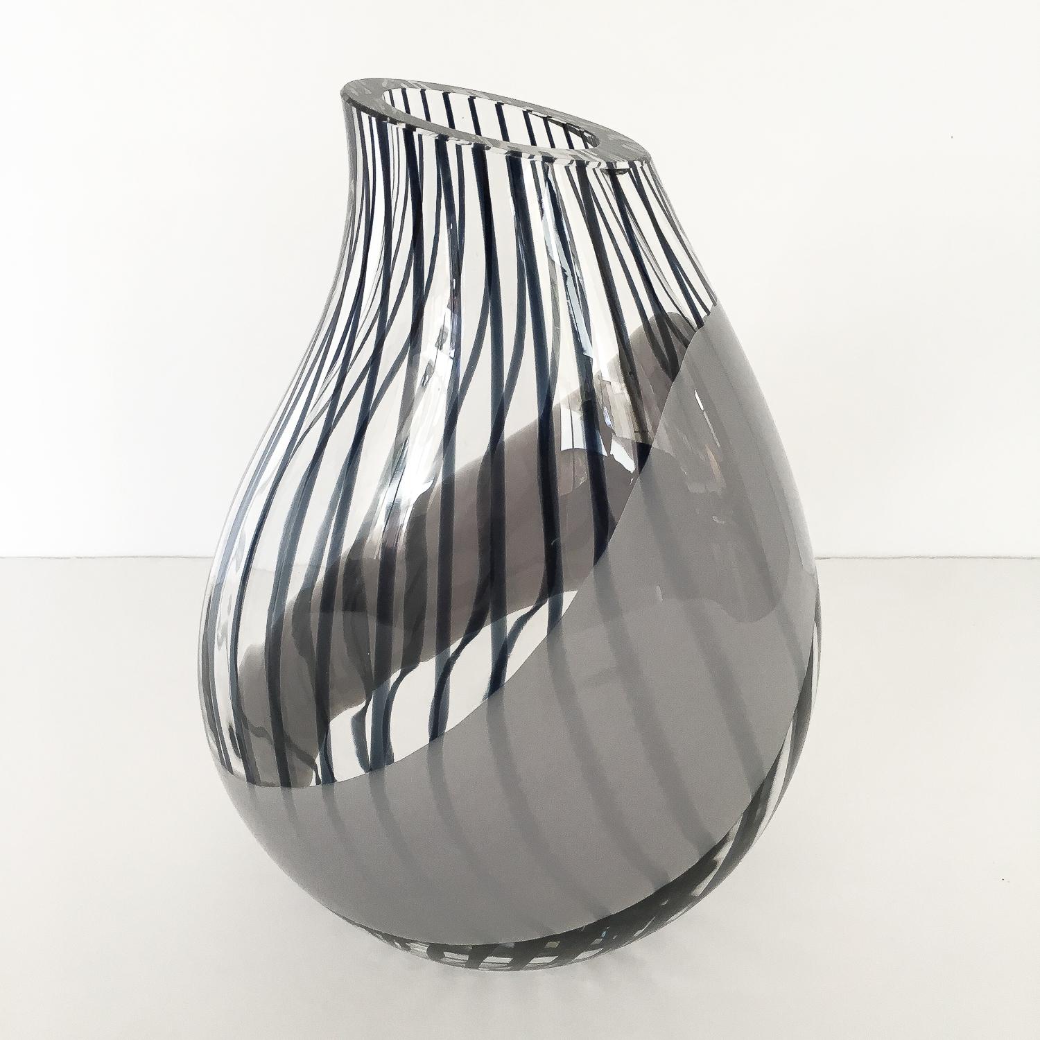 Vase en verre d'art de Murano rayé Livio Seguso 1