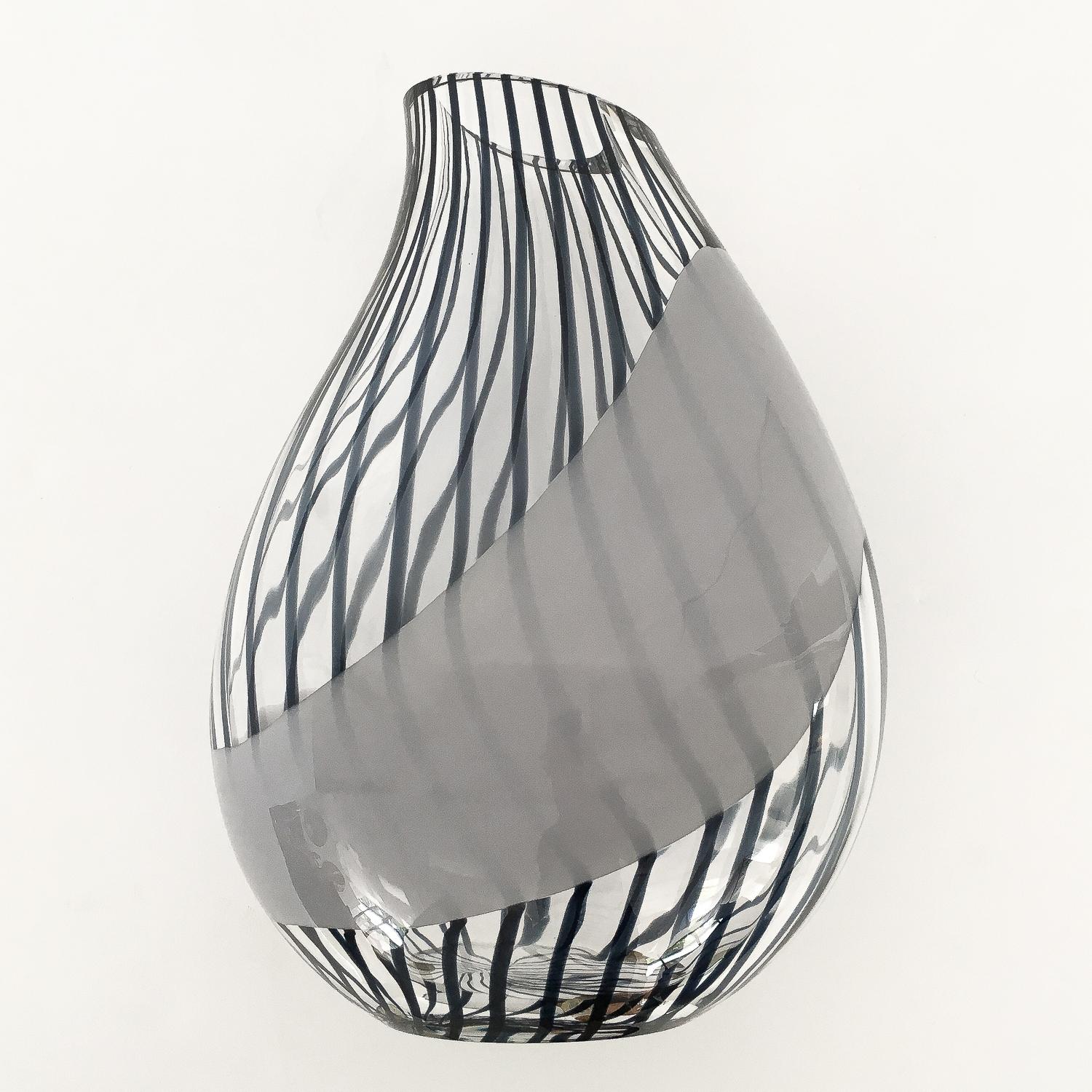 Vase en verre d'art de Murano rayé Livio Seguso 2
