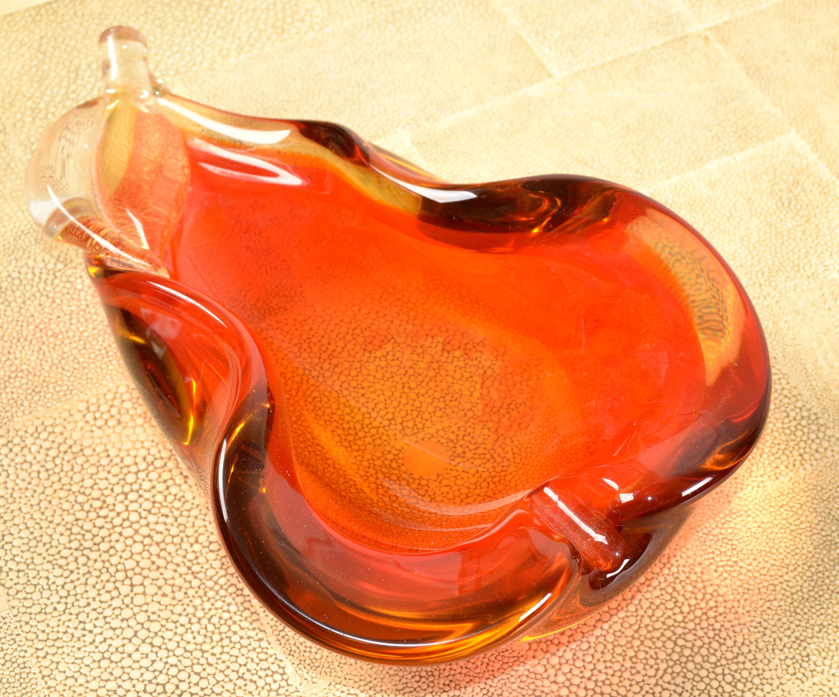 Livio Seguso Style Genuine Venetian Murano Italy Art Glass Pear Decorative Bowl  For Sale 1