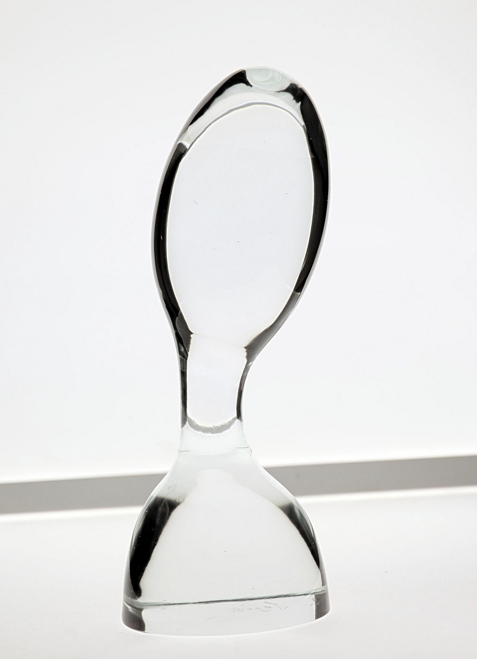 Moderne Livio Seguso:: sculpture de buste visionnaire et abstraite:: verre clair:: signé en vente