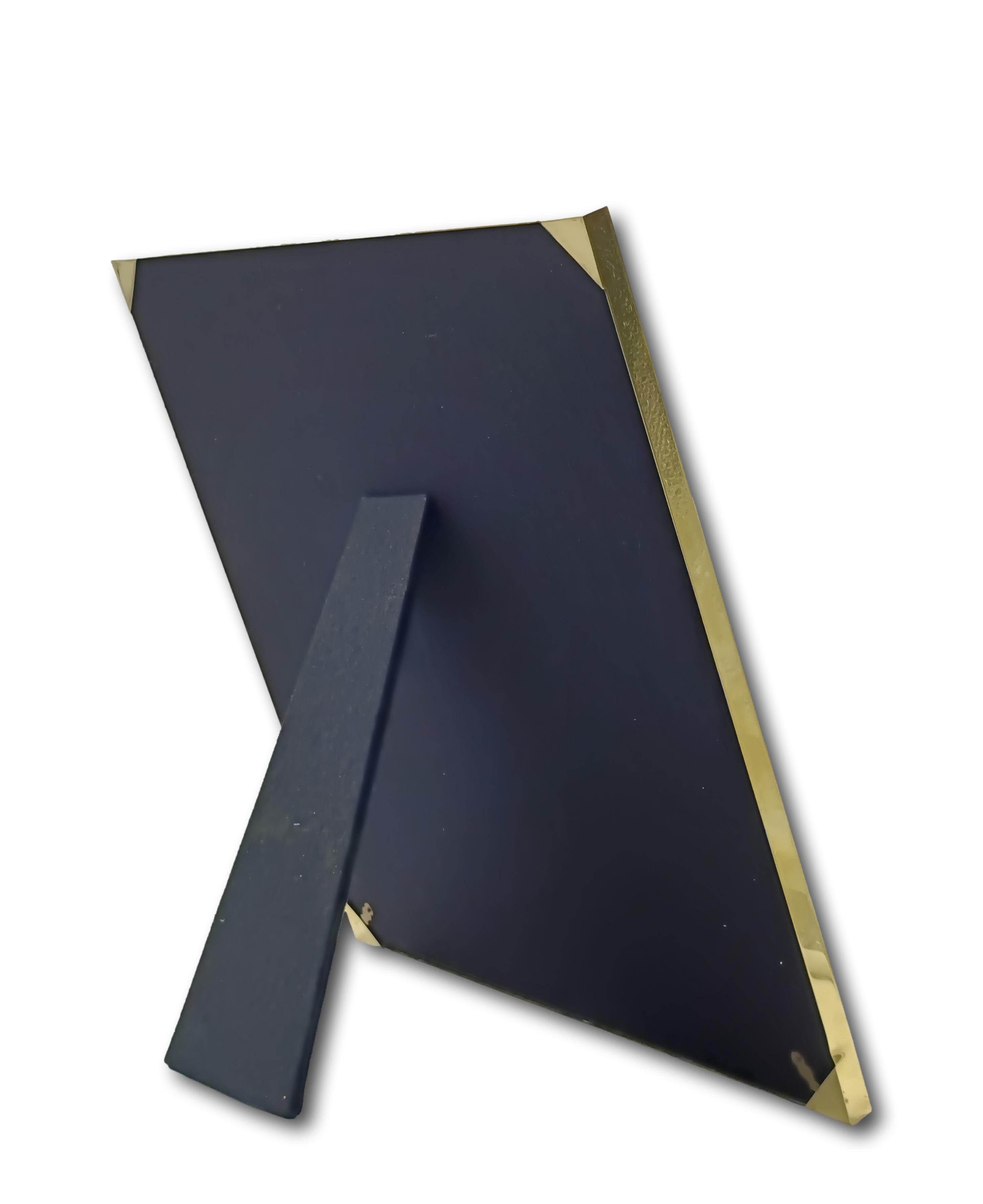 Italian Liwans Roma Brass and Lacquer Photo Frame, Italy 1970s