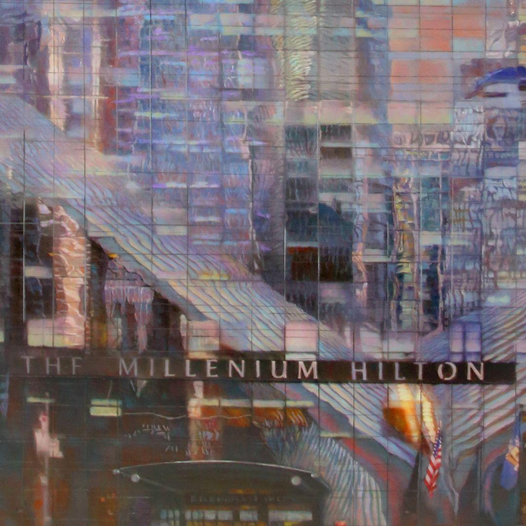 «City mirror NO42_ New York World Trade Center » - Painting by Lixian Cai