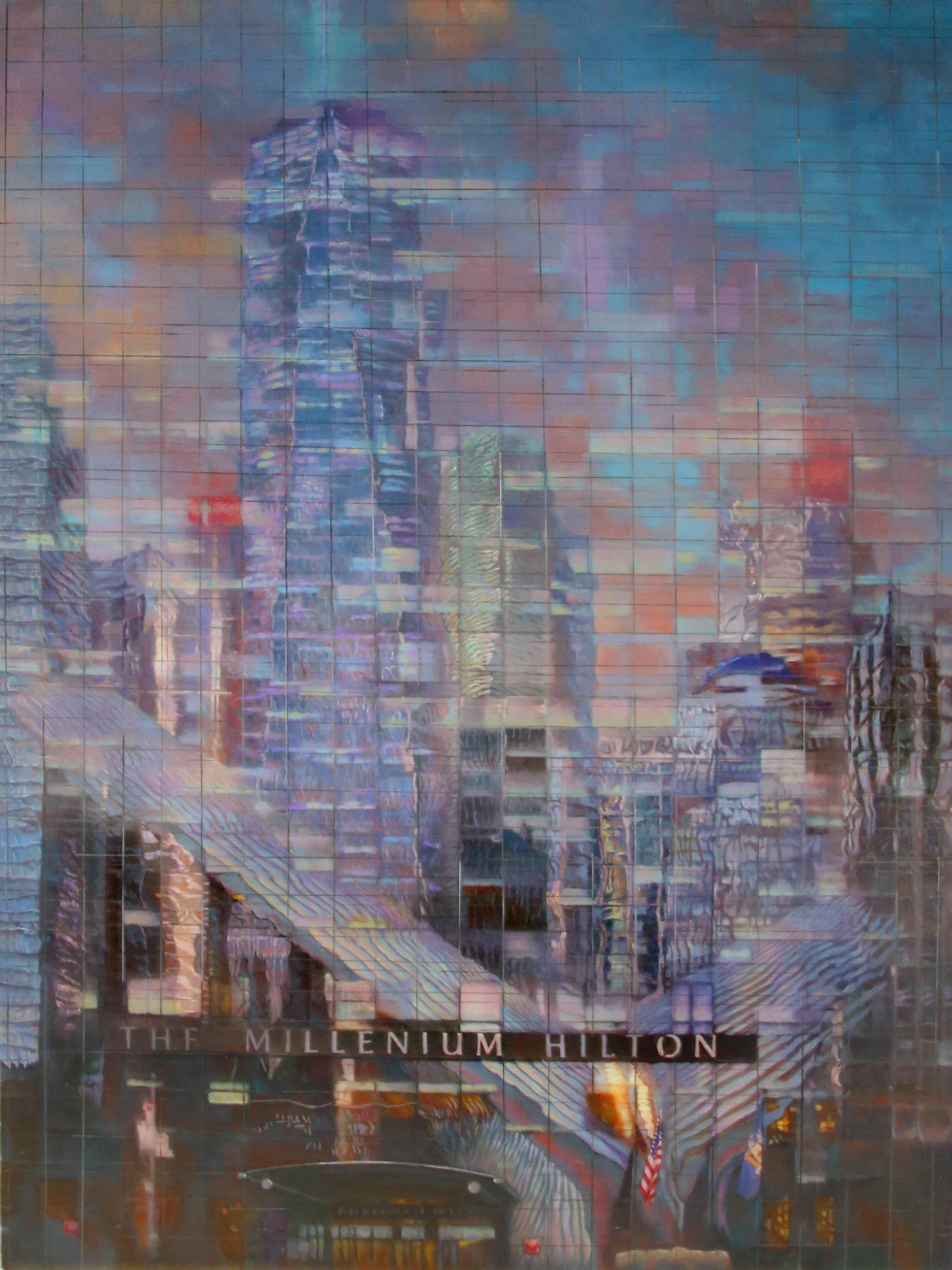 Lixian Cai Landscape Painting - «City mirror NO42_ New York World Trade Center »