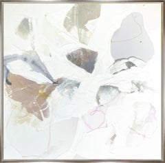 "On The Wind" Abstract Mixed Media with Gray and Tan Movement