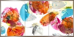 "Promesse de printemps 7" Contemporain Abstrait Mixed Media Canvas Encadré Triptyque