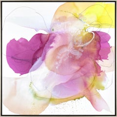 "Rose 5" Quadro astratto contemporaneo in tecnica mista su tela con cornice