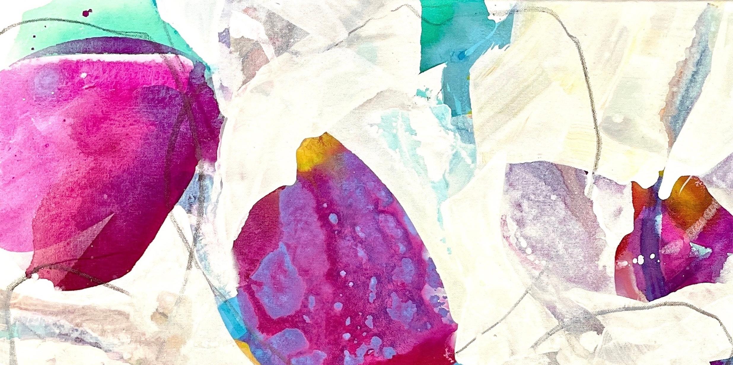 Frühlingsblumenblätter 2 – Painting von Liz Barber