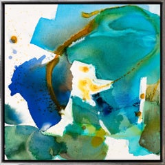 "Water Blooms 5" Abstract Mixed Media in Jewel Tones with Great Movement